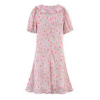 Summer Small Round Collared Printing Short Dress