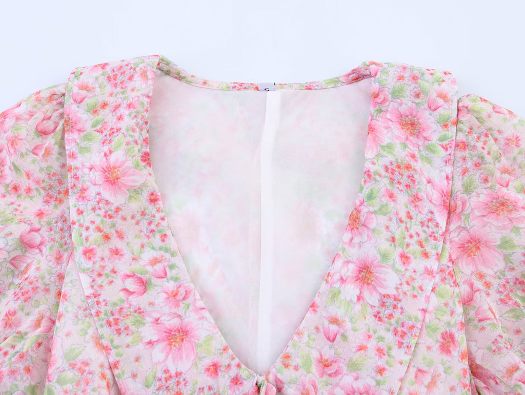 Summer Small Round Collared Printing Short Dress