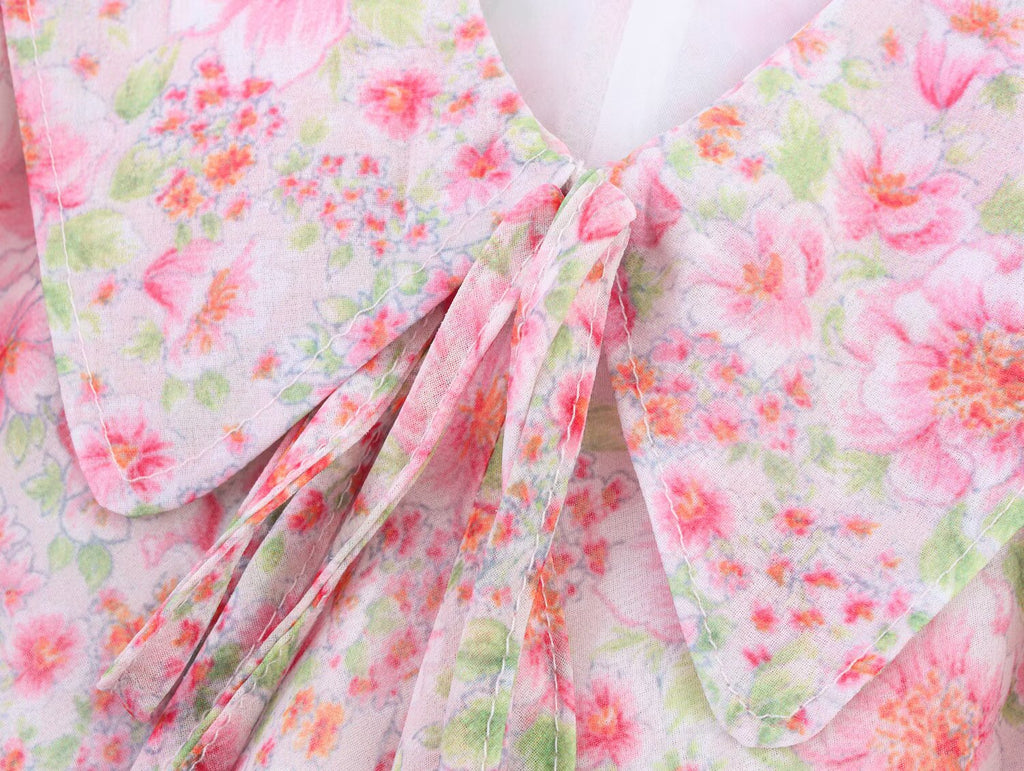 Summer Small Round Collared Printing Short Dress