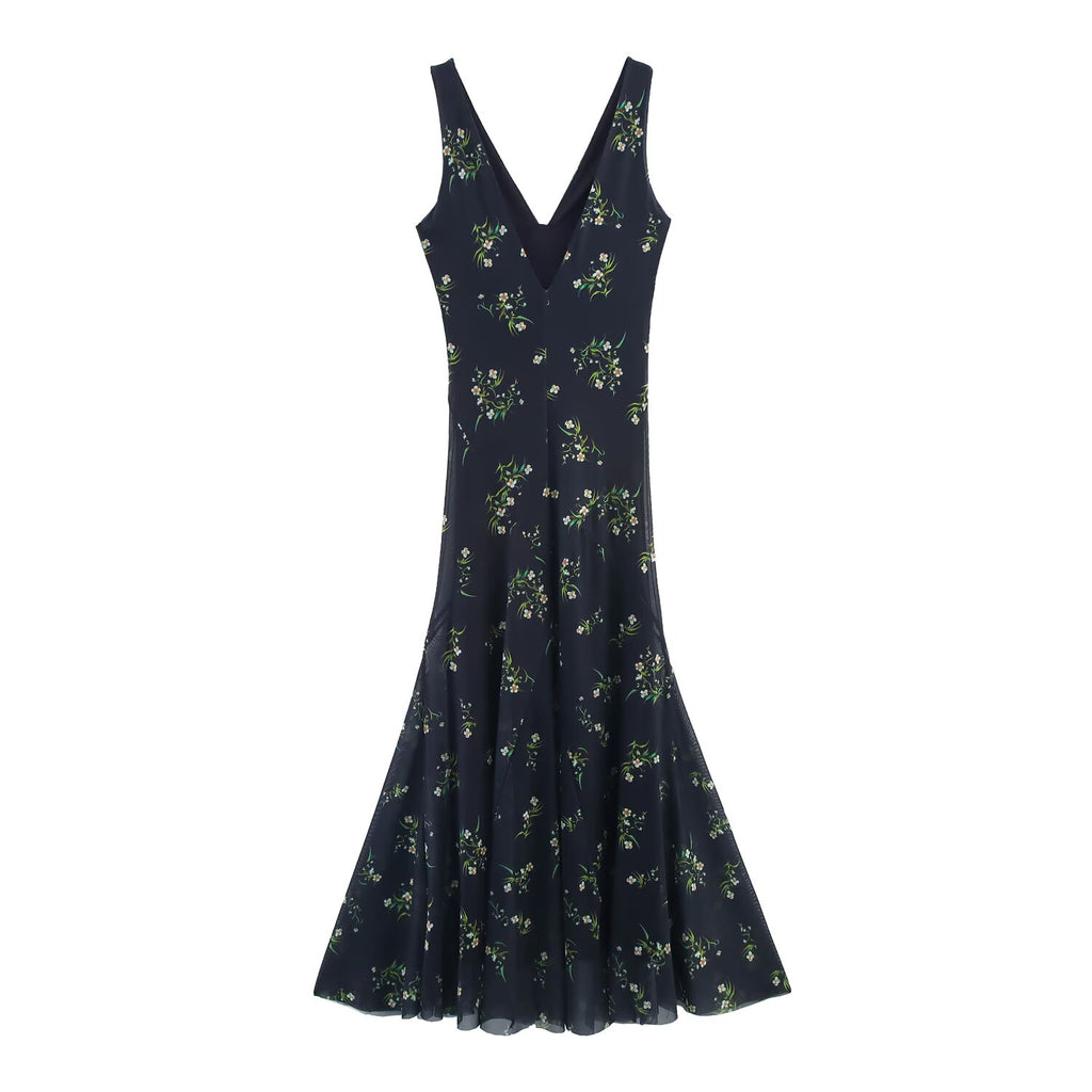 Floral Mesh-Detail Dress