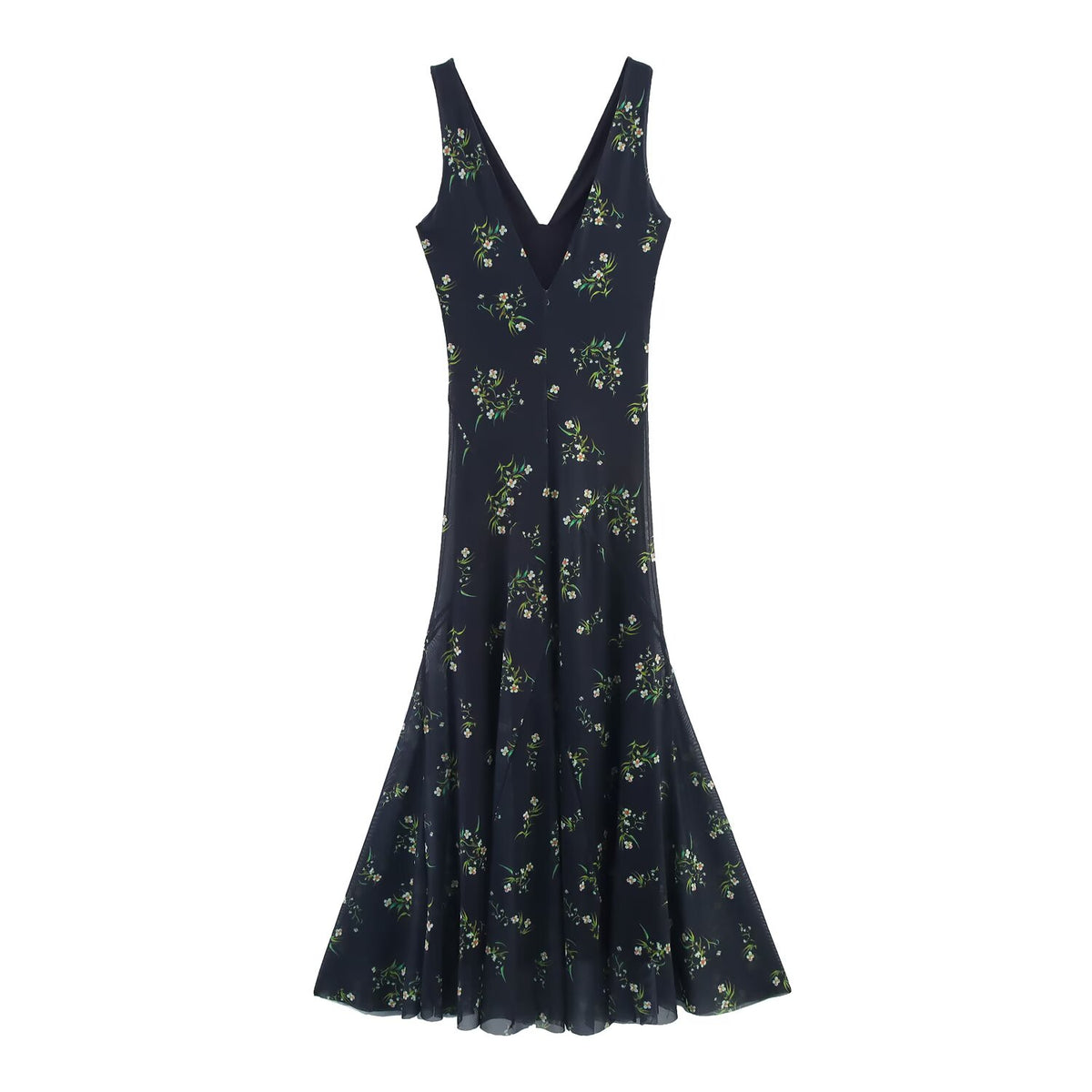 Floral Mesh-Detail Dress