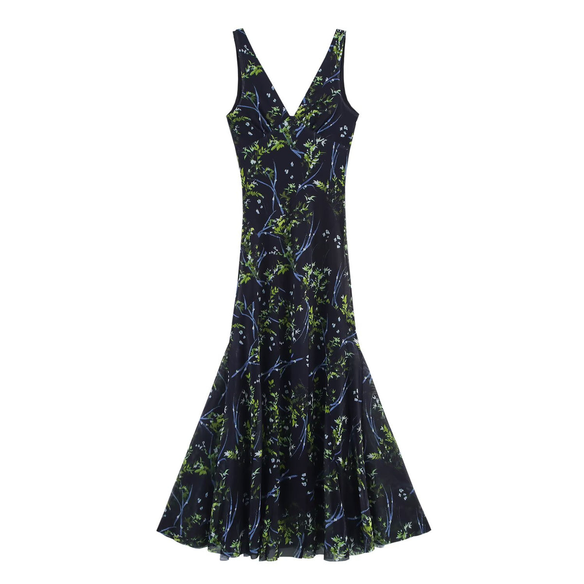Floral Mesh-Detail Dress
