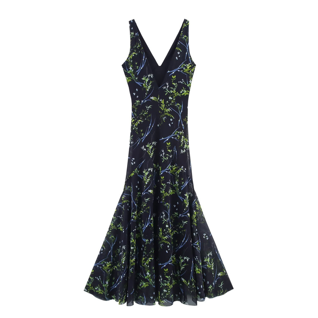Floral Mesh-Detail Dress