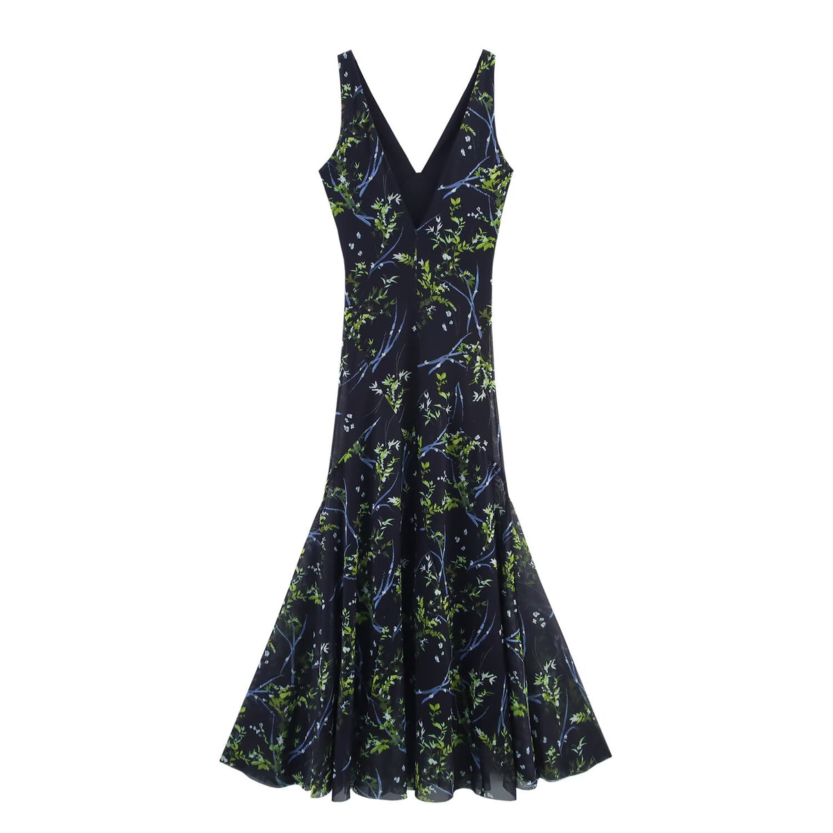 Floral Mesh-Detail Dress