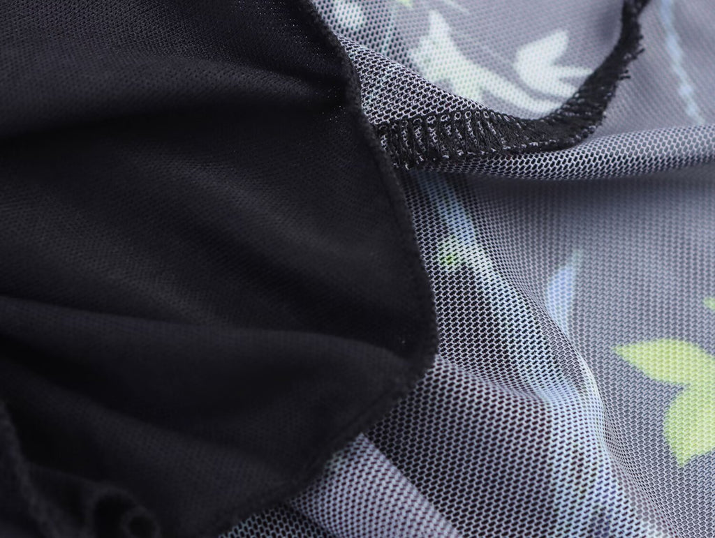 Floral Mesh-Detail Dress