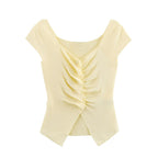 Women's Women Pleated Decorative French Knitted Top Vest