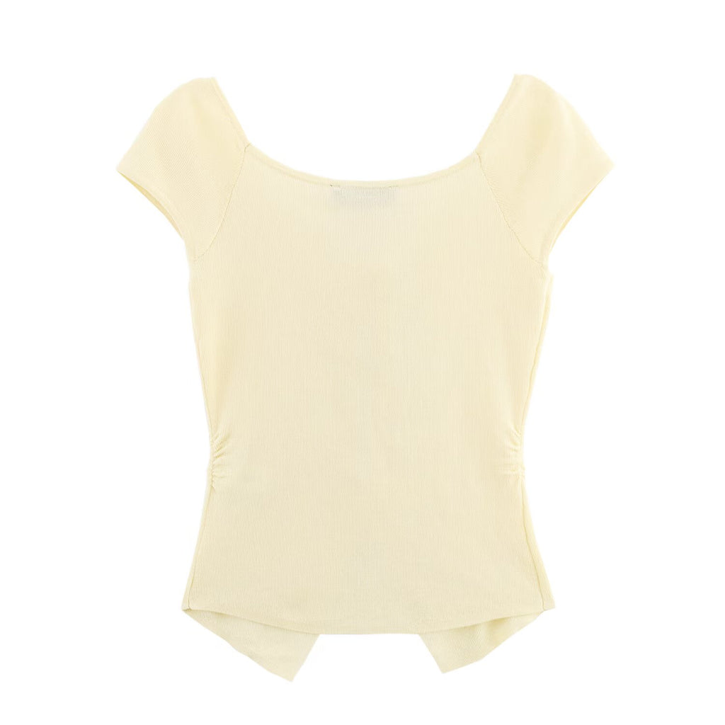 Women's Women Pleated Decorative French Knitted Top Vest