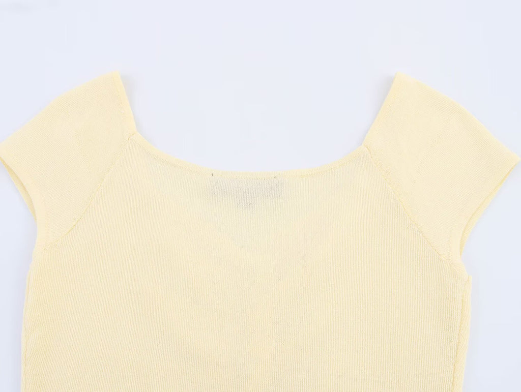Women's Women Pleated Decorative French Knitted Top Vest