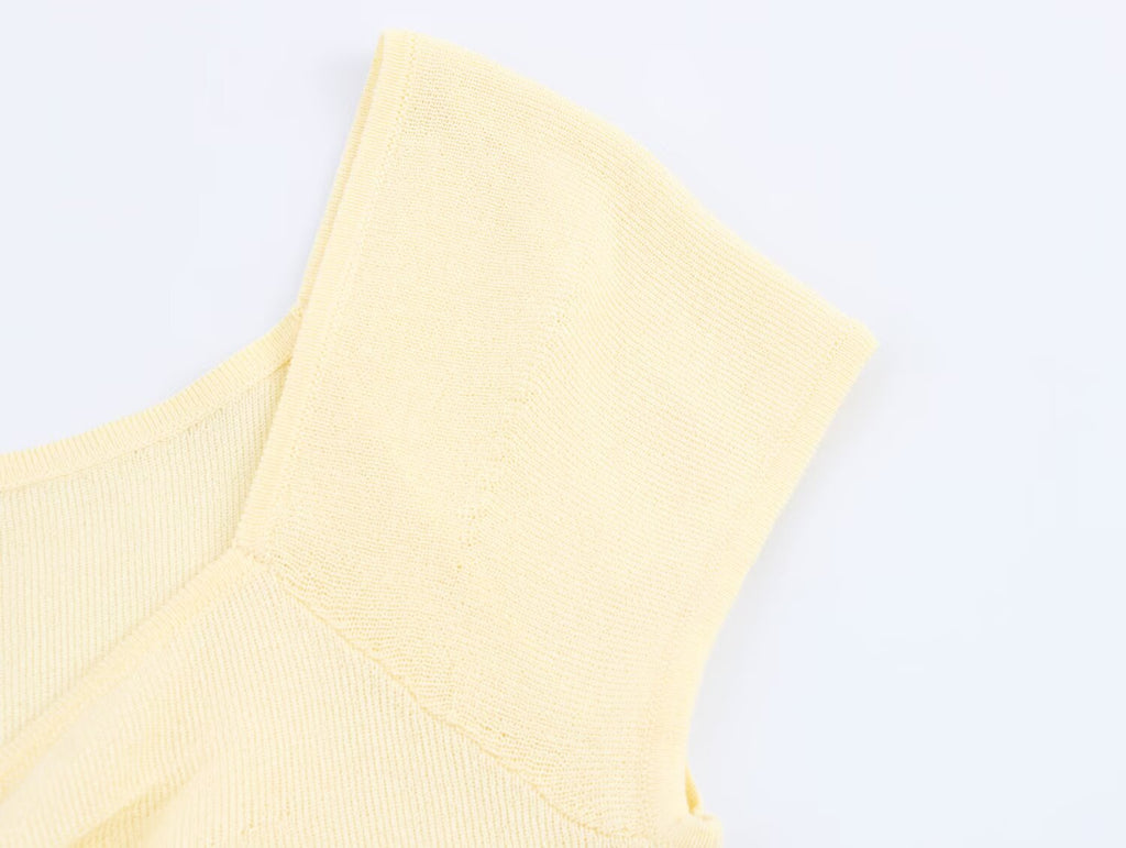 Women's Women Pleated Decorative French Knitted Top Vest