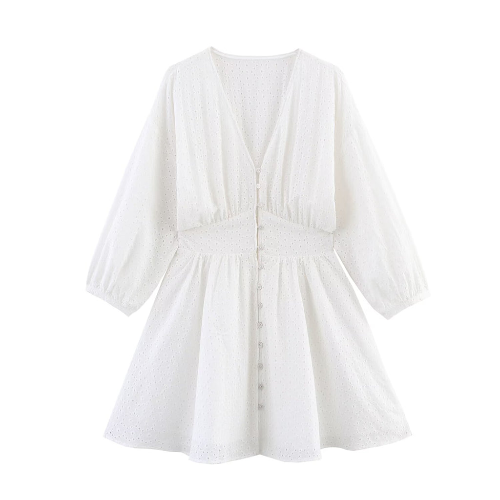 Women's Embroidered V-Neck Mini Dress