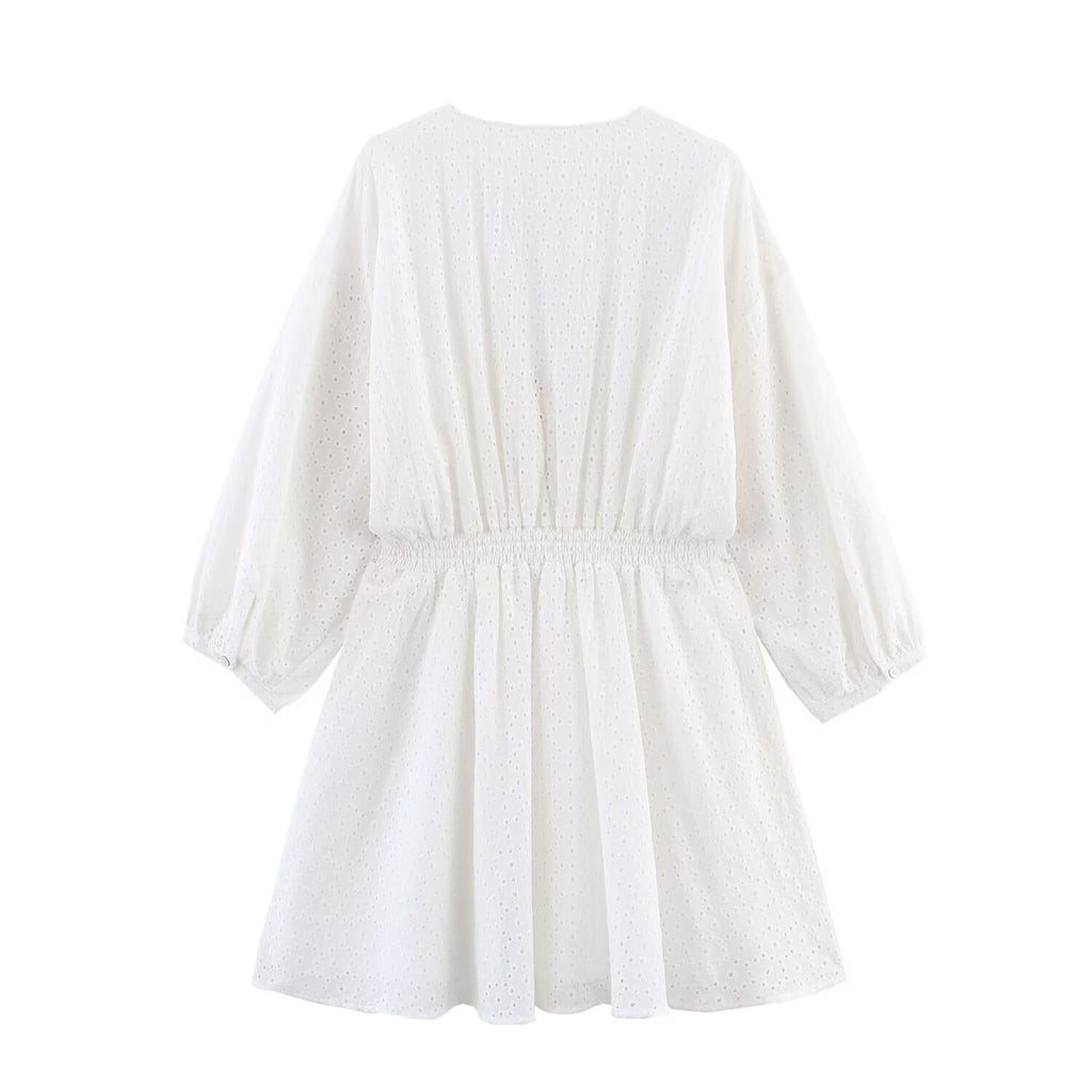 Women's Embroidered V-Neck Mini Dress