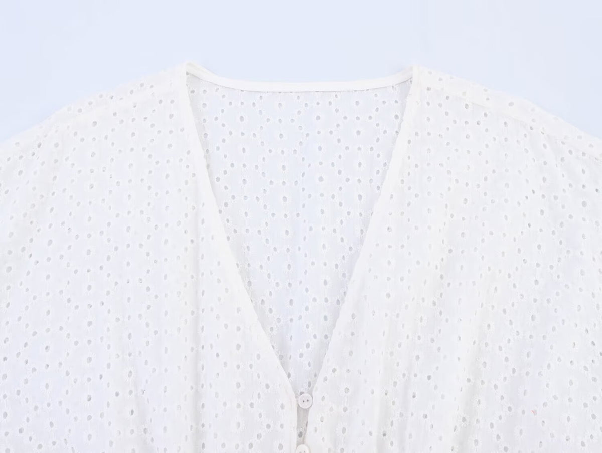 Women's Embroidered V-Neck Mini Dress