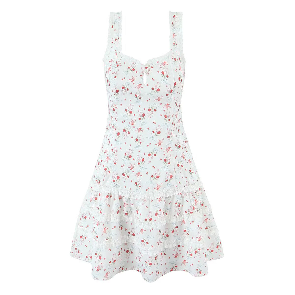 Women's Red Ruffled Sleeveless Mini Dress