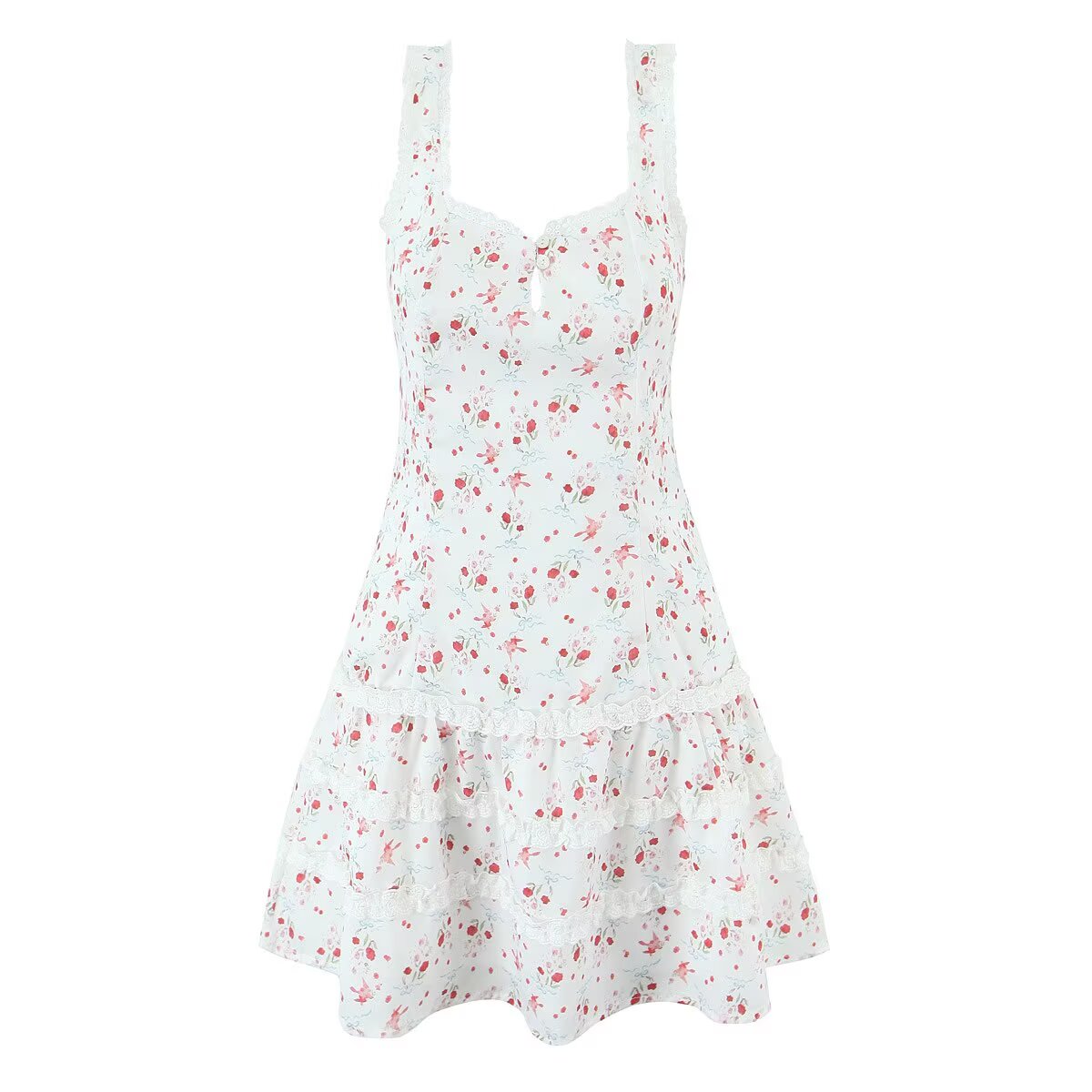Women's Red Ruffled Sleeveless Mini Dress