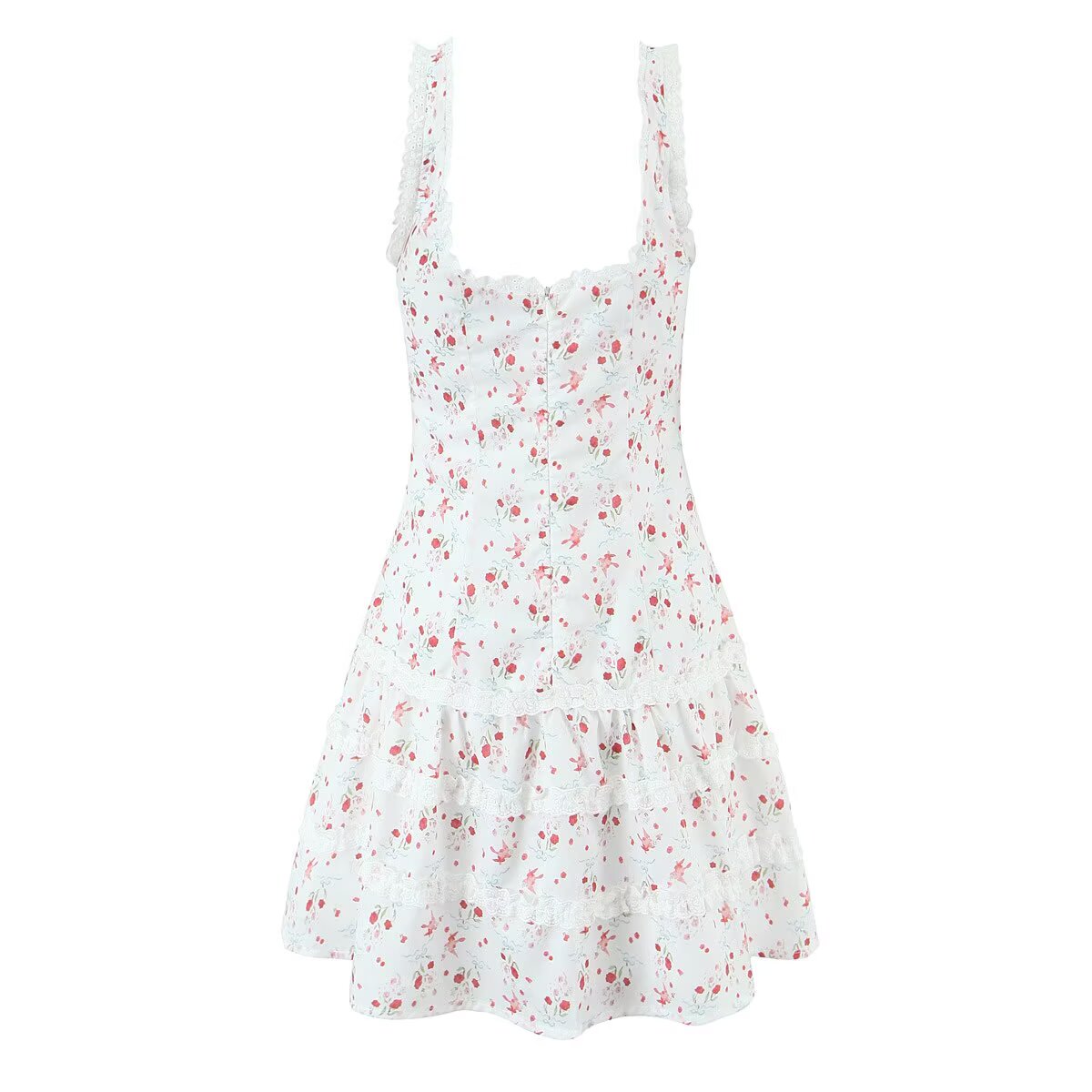 Women's Red Ruffled Sleeveless Mini Dress