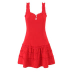 Women's Red Ruffled Sleeveless Mini Dress