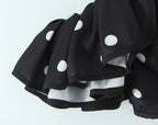 Women's Spring Retro Black White Polka Dot Ruffled Spaghetti Straps Tube Top