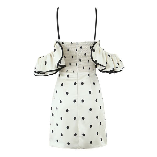 Spring French Design Retro Black White Polka Dot Tube Top Dress
