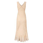 Polka Dot Dress Summer Midi V-Neck Sleeveless Design Elegant Slim Fit