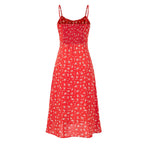 Holiday Chest Drawstring Strap Floral Red Background Sling Dress