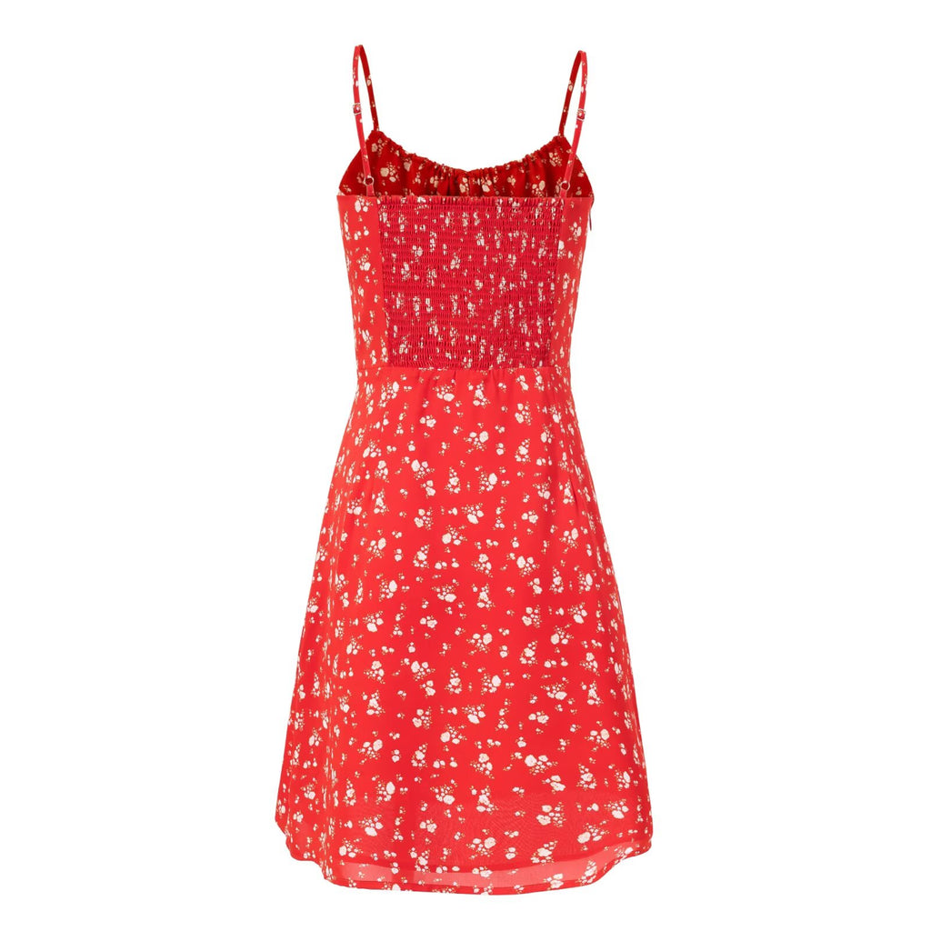 Summer Seaside Holiday Suspender Fresh Sweet Floral Slim Fit Dress