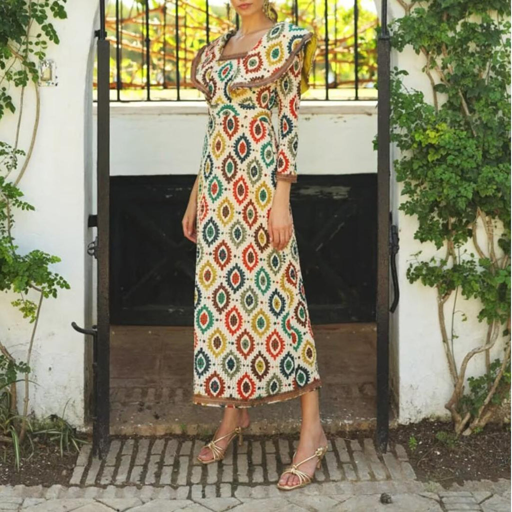Women's Spring Women Clothing Ethnic Print Ribbon Dress Women