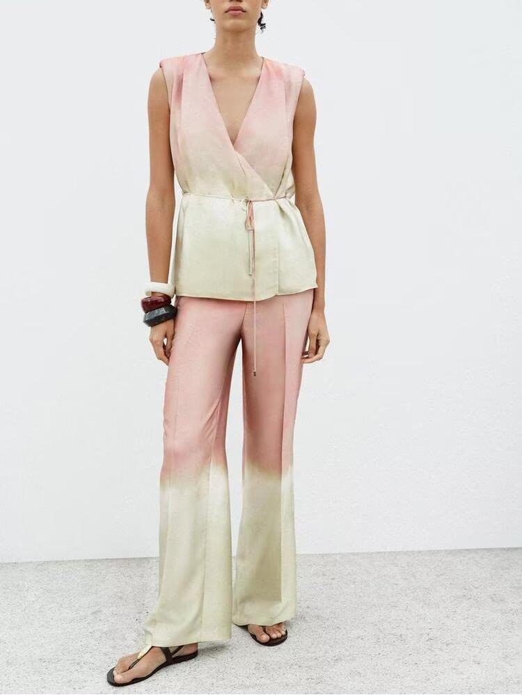 Women's Wear Tie Dye Printing Top Trousers