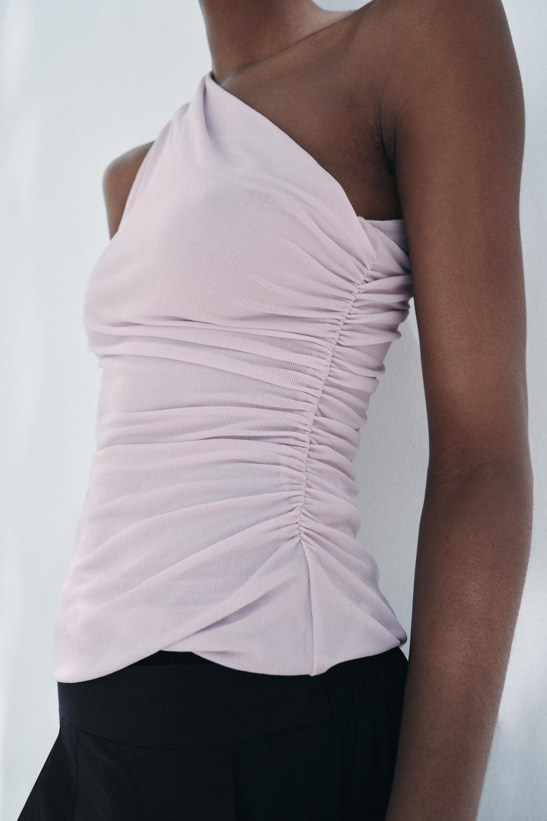 Women's Summer Women Clothing Fashionable Simple Pleated Asymmetric Top