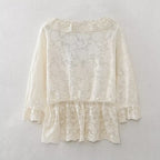 Women's Spring Women Clothing Fashionable All Match Lace Decorative Knitted Top