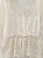 Women's Spring Women Clothing Fashionable All Match Lace Decorative Knitted Top