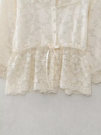 Women's Spring Women Clothing Fashionable All Match Lace Decorative Knitted Top