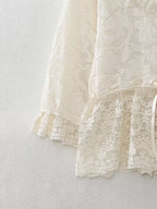 Women's Spring Women Clothing Fashionable All Match Lace Decorative Knitted Top