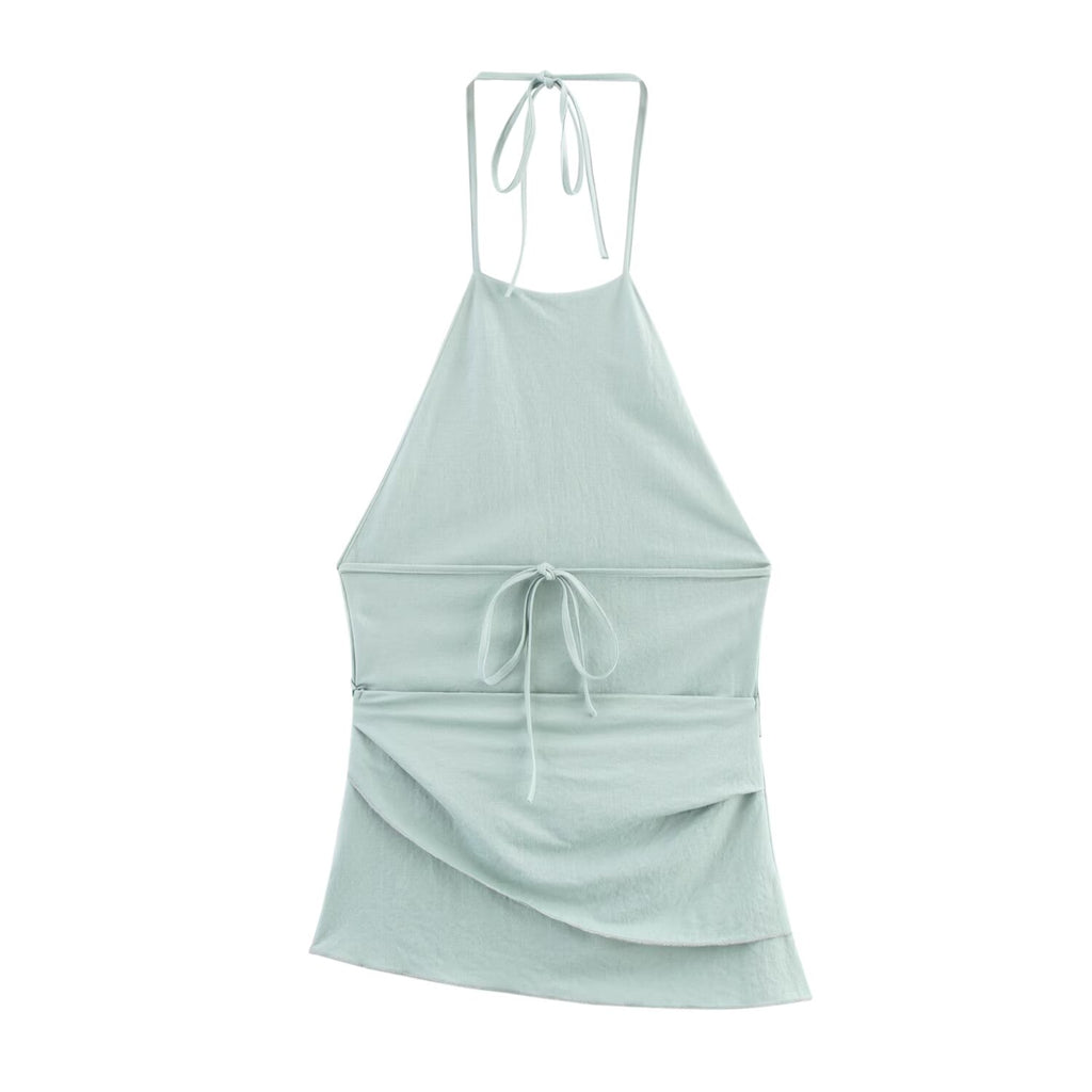's Simple Backless Hanging Collar Top