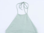 's Simple Backless Hanging Collar Top