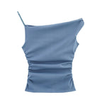 Women's Clothing French All Match Pleated Asymmetric Top