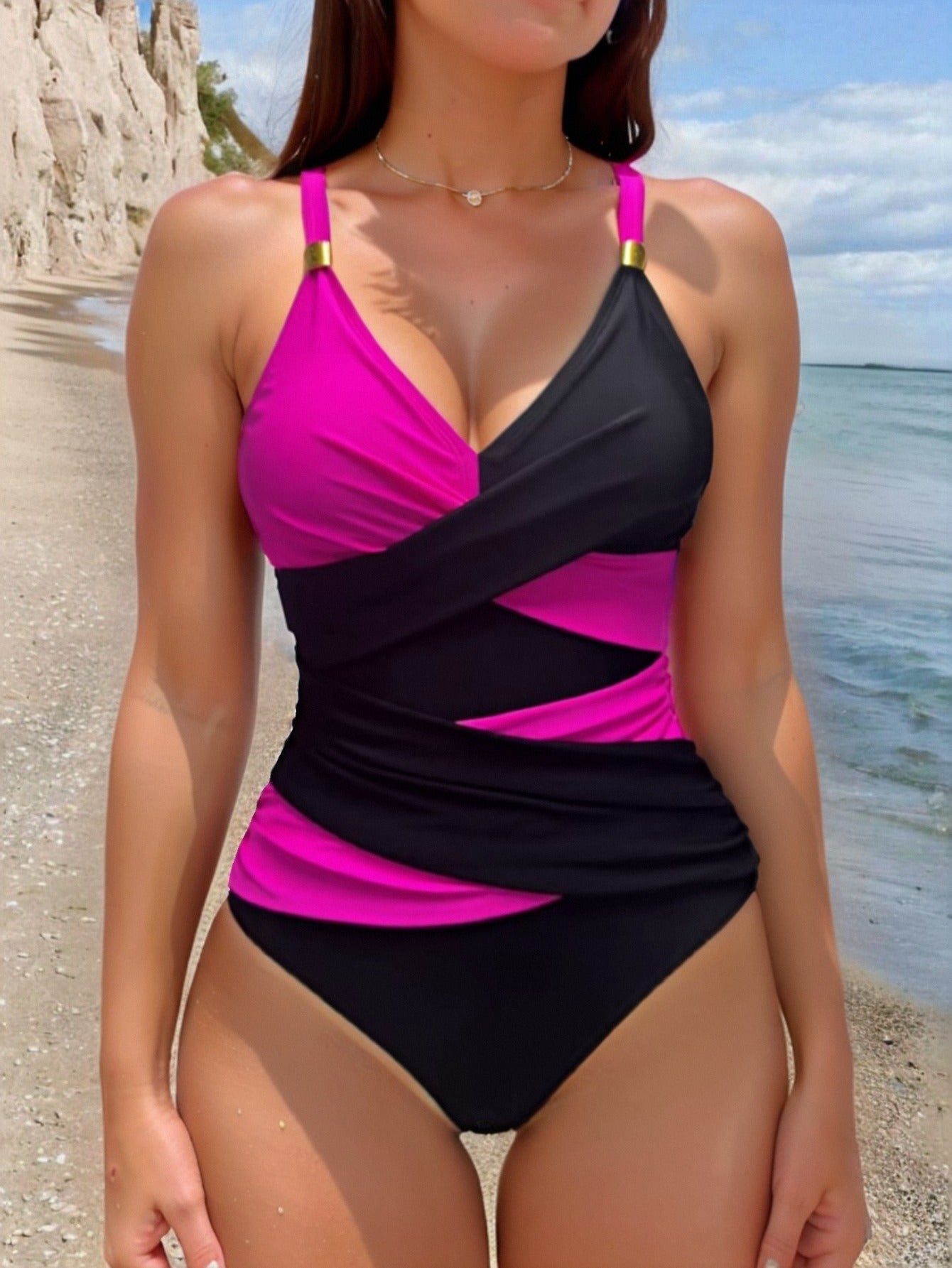 Color Matching One-piece Swimwear