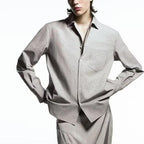 Women's Spring Autumn Solid Color Tuyere Pocket Decoration Shirt