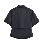 Women's Spring Office Faux Two Piece Double Layer Shirt