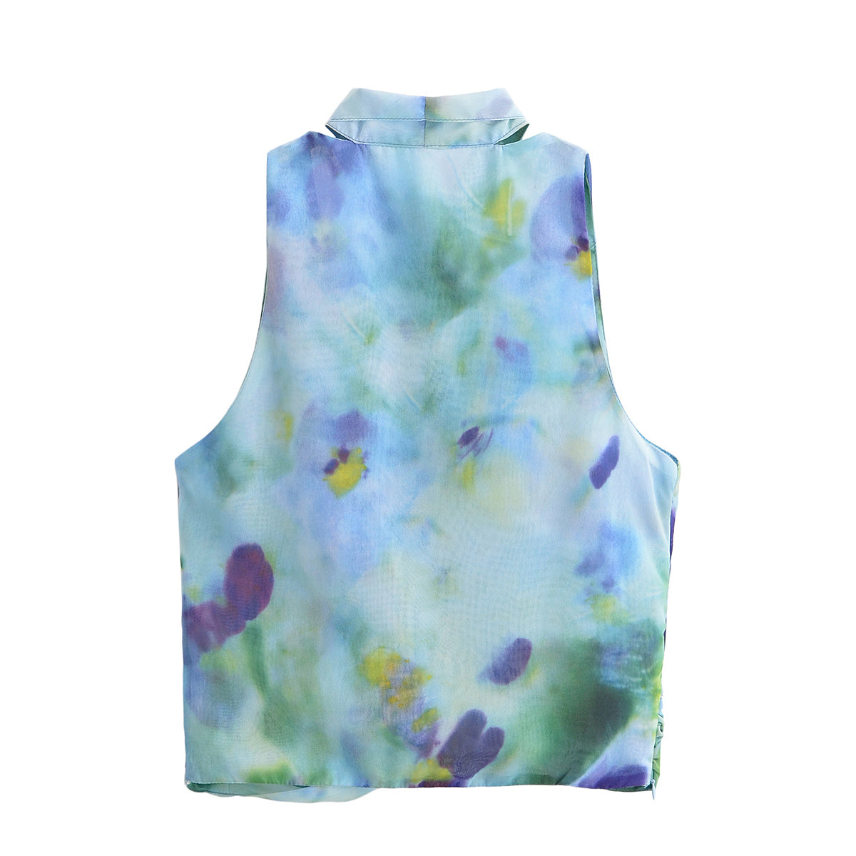 Women's Summer Sexy Deep V Plunge Neck Bowknot Decoration Printed Sleeveless Vest Small Top Women