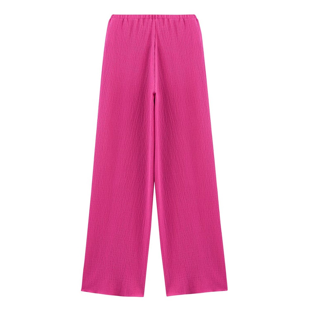 Women's Summer Texture Asymmetric Top Draping Trousers Set