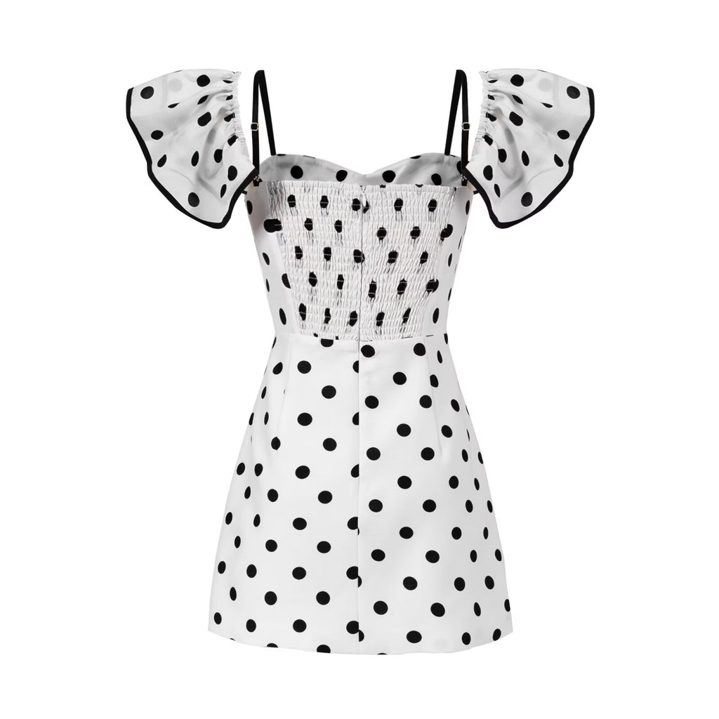 Retro Design Polka-Dot Printing Slip Dress Sweet Tube Top