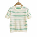Women's Chevron Jacquard Short Sleeve Knit Top