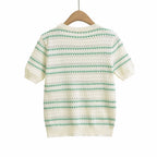 Women's Chevron Jacquard Short Sleeve Knit Top