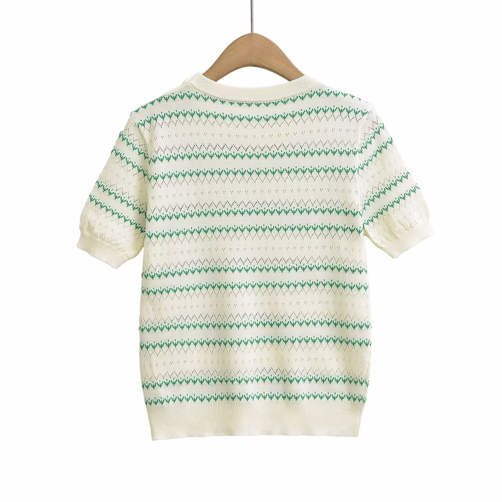 Women's Chevron Jacquard Short Sleeve Knit Top