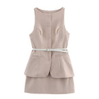 Belted Sleeveless A-Line Mini Dress