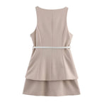 Belted Sleeveless A-Line Mini Dress