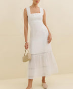 Women's Lace Bow Square-Neck Mini Dress