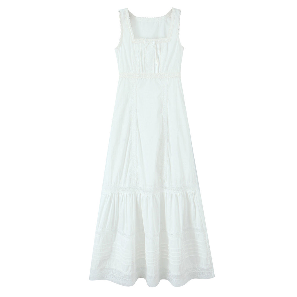 Women's Lace Bow Square-Neck Mini Dress