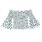 Women's Spring Pleated Elastic Slim Fit Off Neck Polka Dot Printed Ruffle Top Shirt