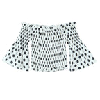 Women's Spring Pleated Elastic Slim Fit Off Neck Polka Dot Printed Ruffle Top Shirt